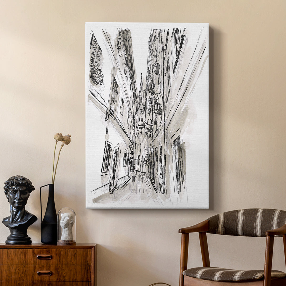 Europe Street Sketches III - Canvas Art Print