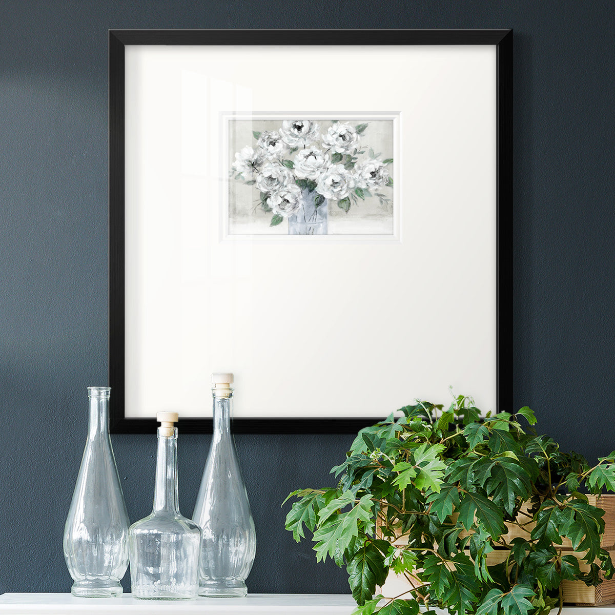 Tender White Roses Premium Framed Print Double Matboard