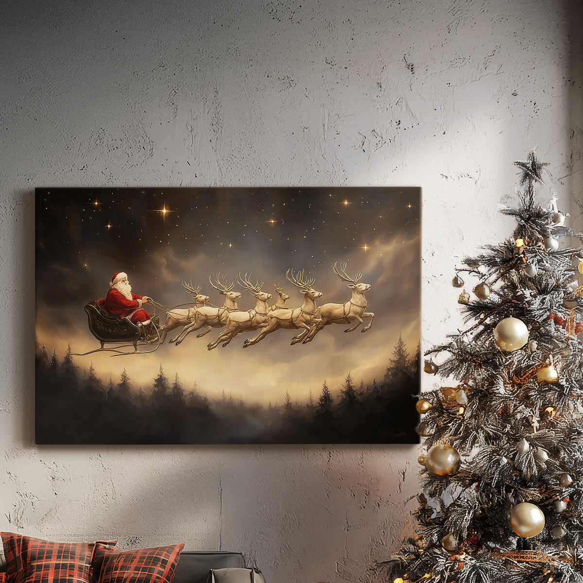Warm Lantern Carols at Midnight - Canvas Art Print