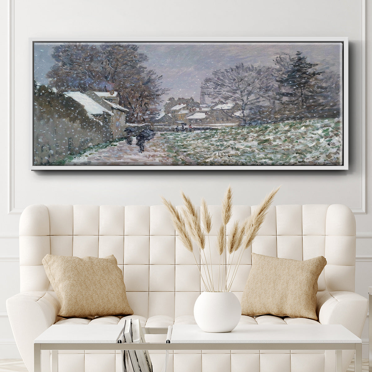 Snow at Argenteuil, 1874 - Floater Framed Canvas Print
