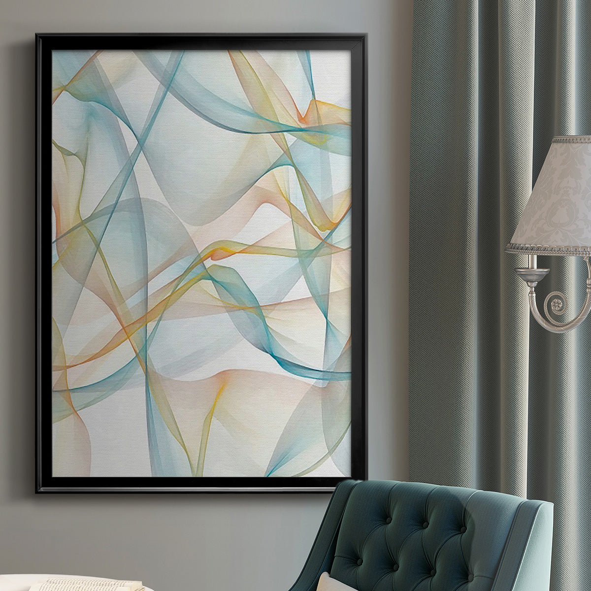 Curves and Waves IV - Modern Framed Canvas Print