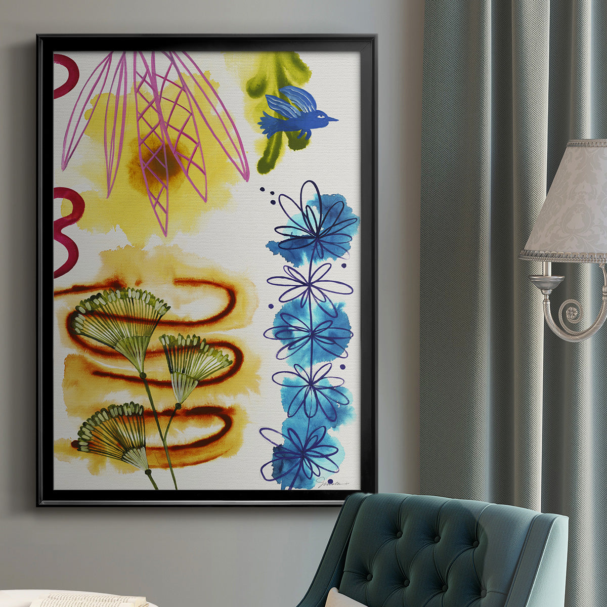 Flower Power I - Modern Framed Canvas Print