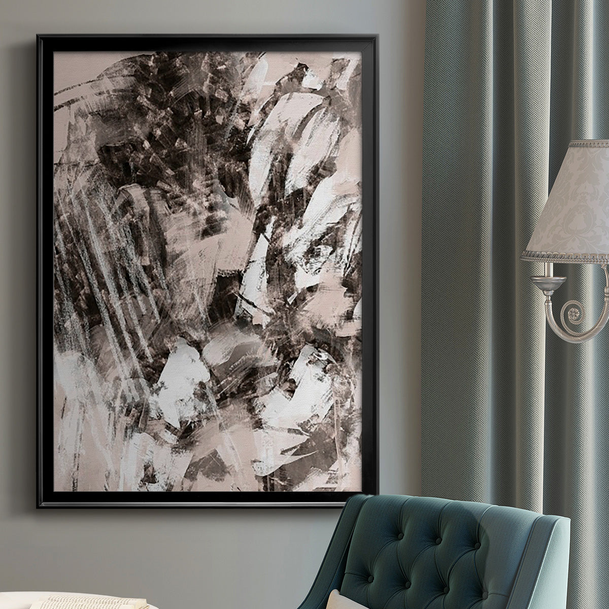 Blush Blackboard I - Modern Framed Canvas Print