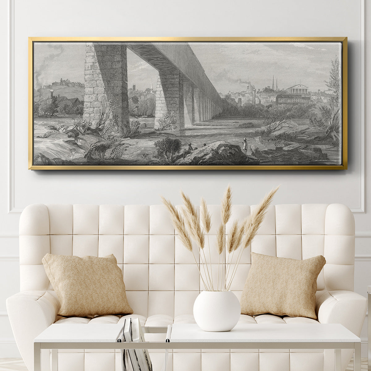 Richmond from the James - Floater Framed Canvas Print