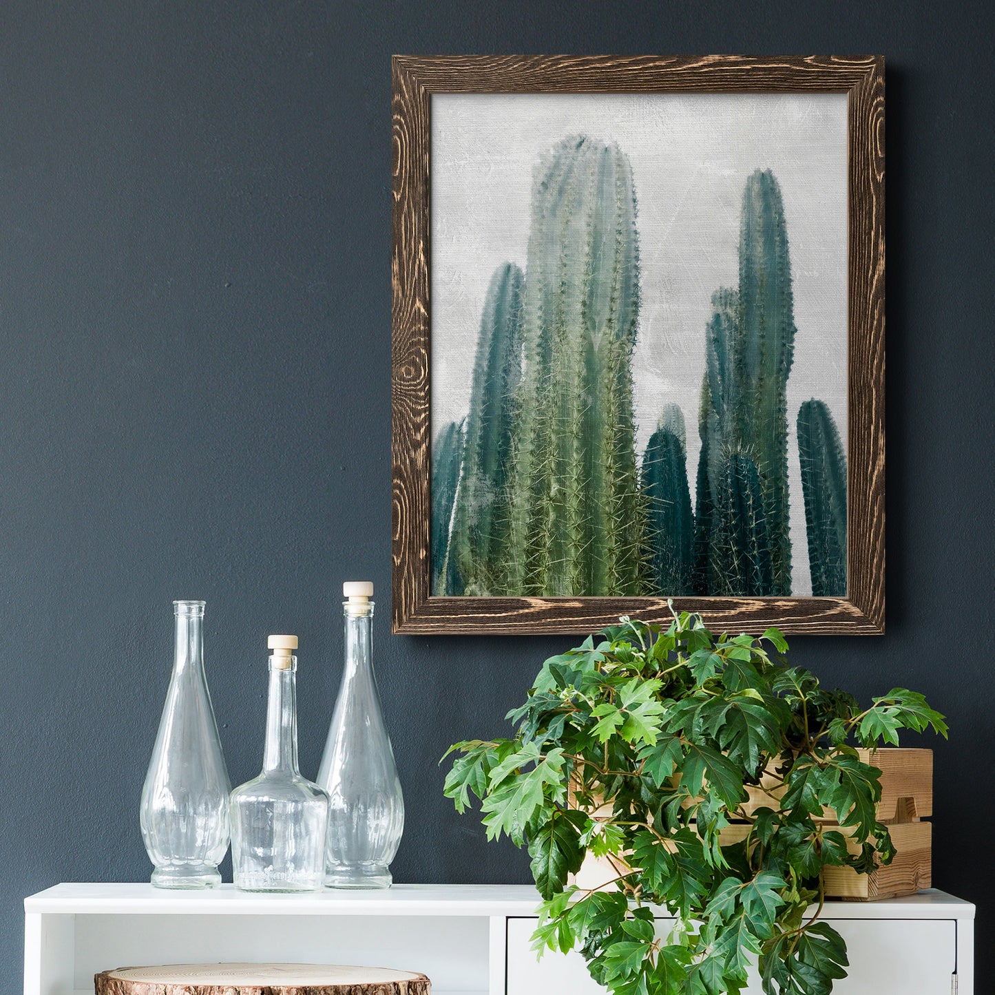 Aruba Cacti I - Premium Canvas Framed in Barnwood - Ready to Hang