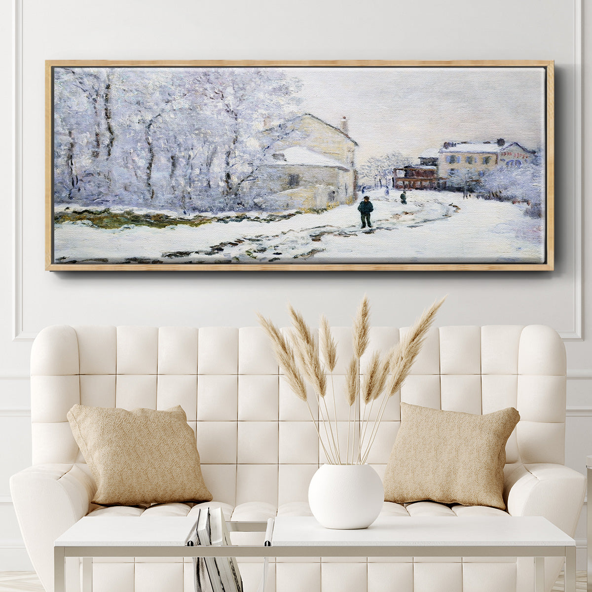 Snow in Argenteuil, 1875 - Floater Framed Canvas Print