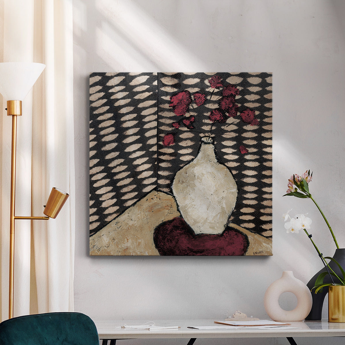 Retro White Vase - Canvas Art Print