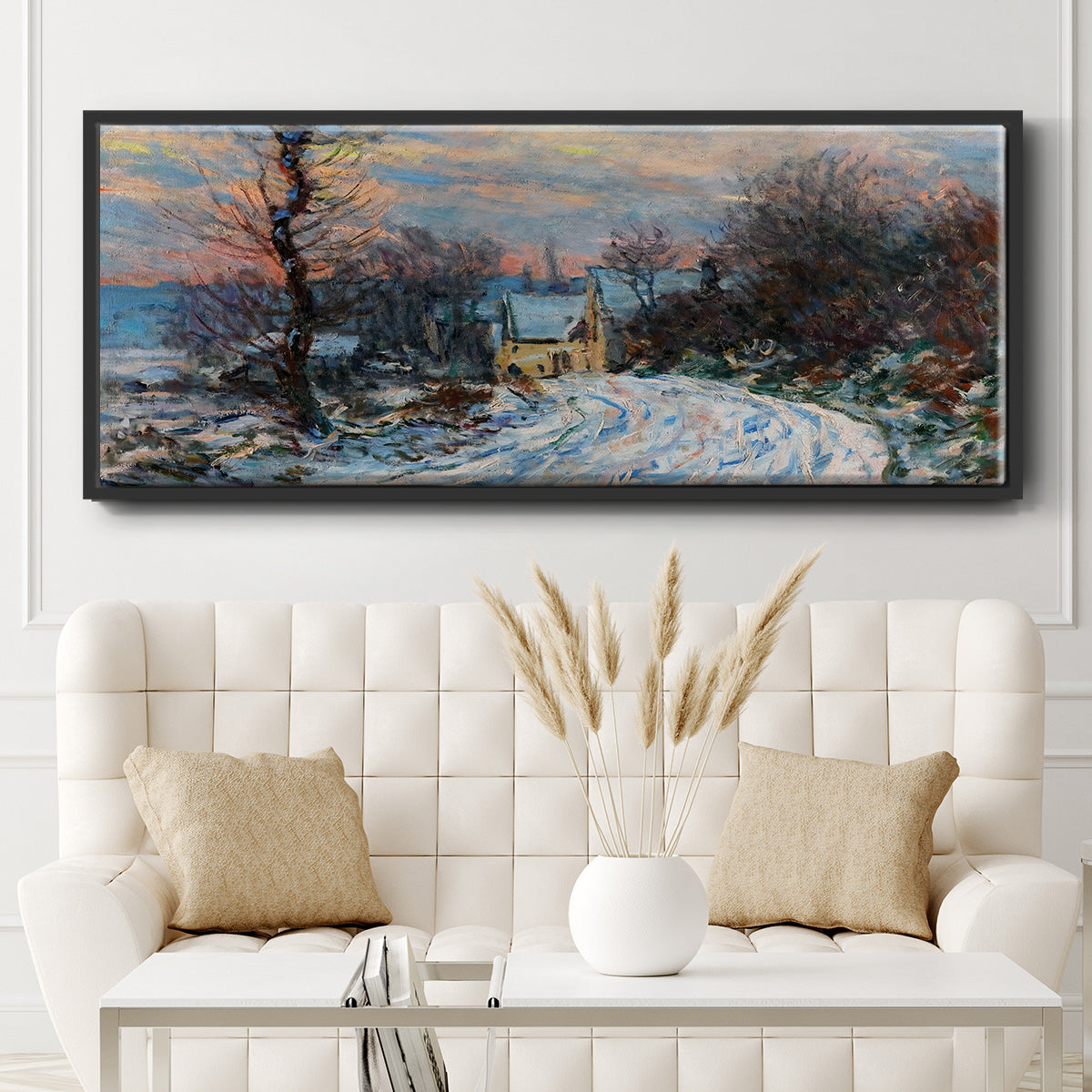 Road to Giverny in Winter, 1885 - Floater Framed Canvas Print