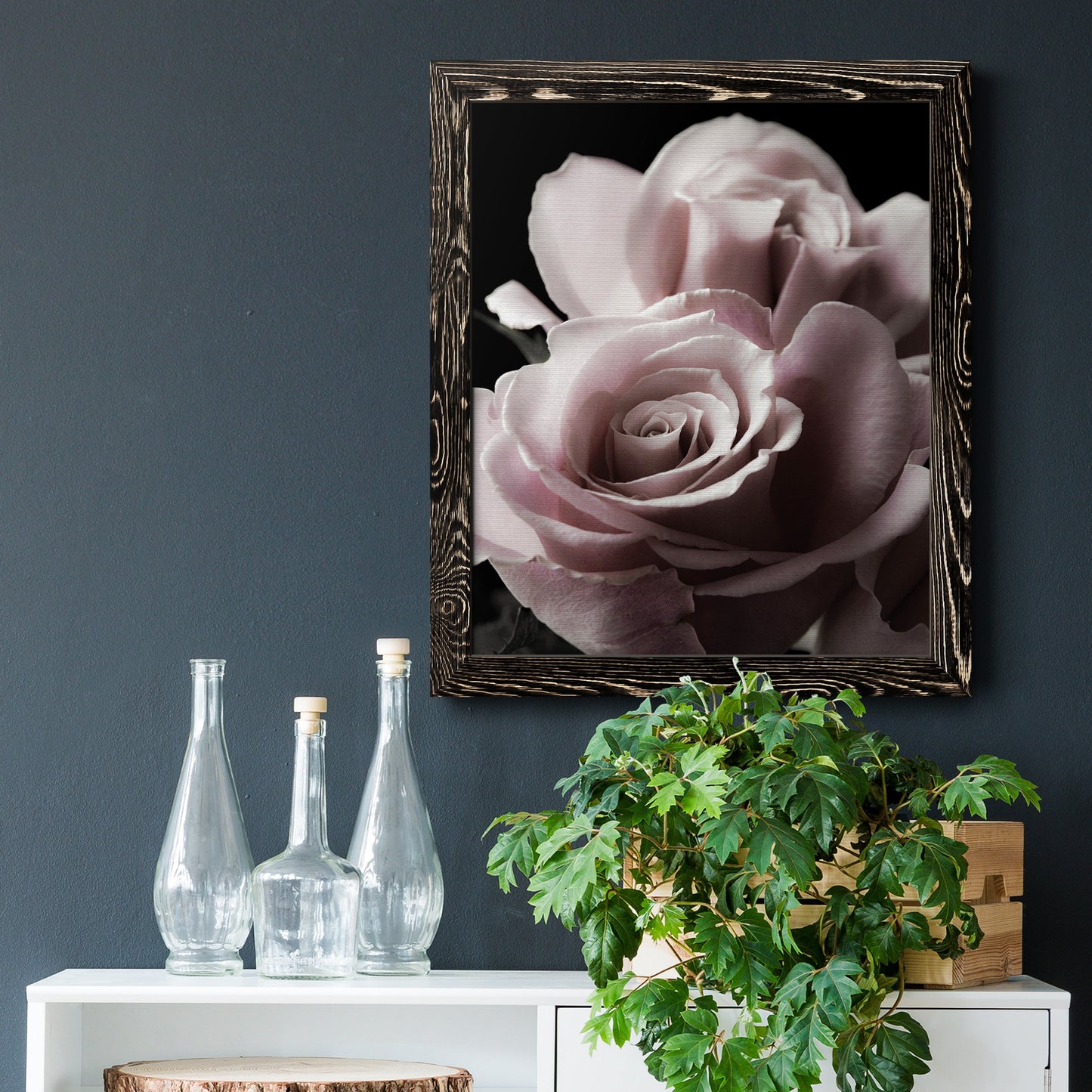 Rose Noir II - Premium Canvas Framed in Barnwood - Ready to Hang