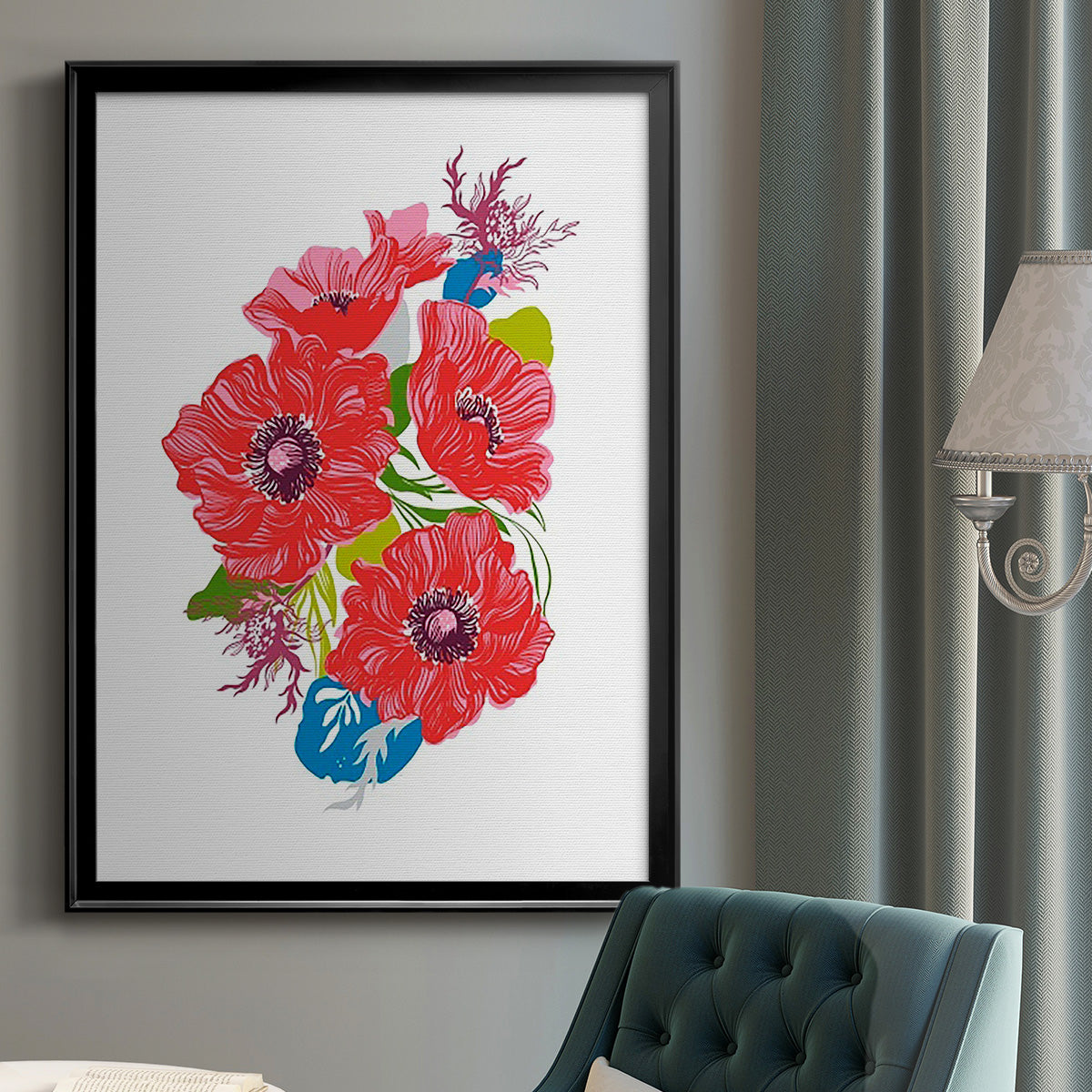 Brilliant Poppies I - Modern Framed Canvas Print