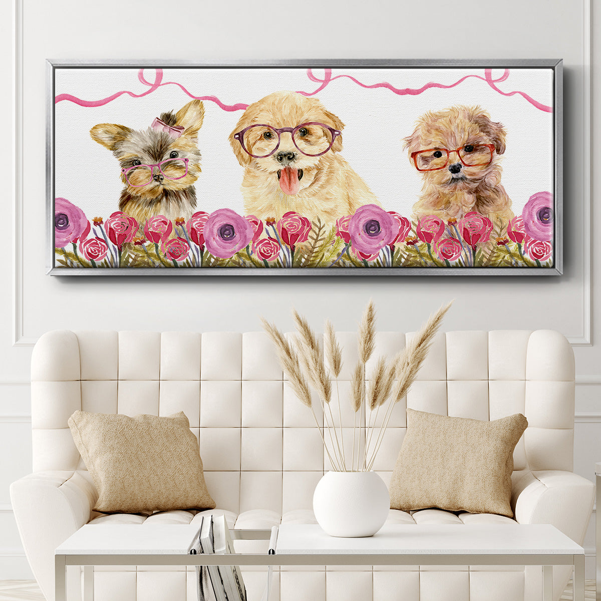 Puppy Valentine Collection D - Floater Framed Canvas Print