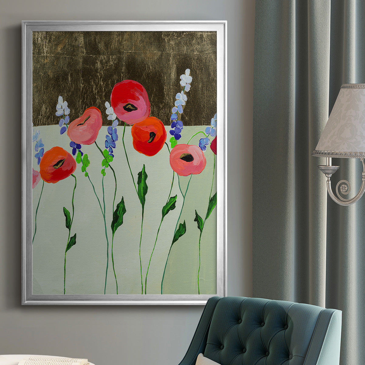 Poppy Party - Modern Framed Canvas Print
