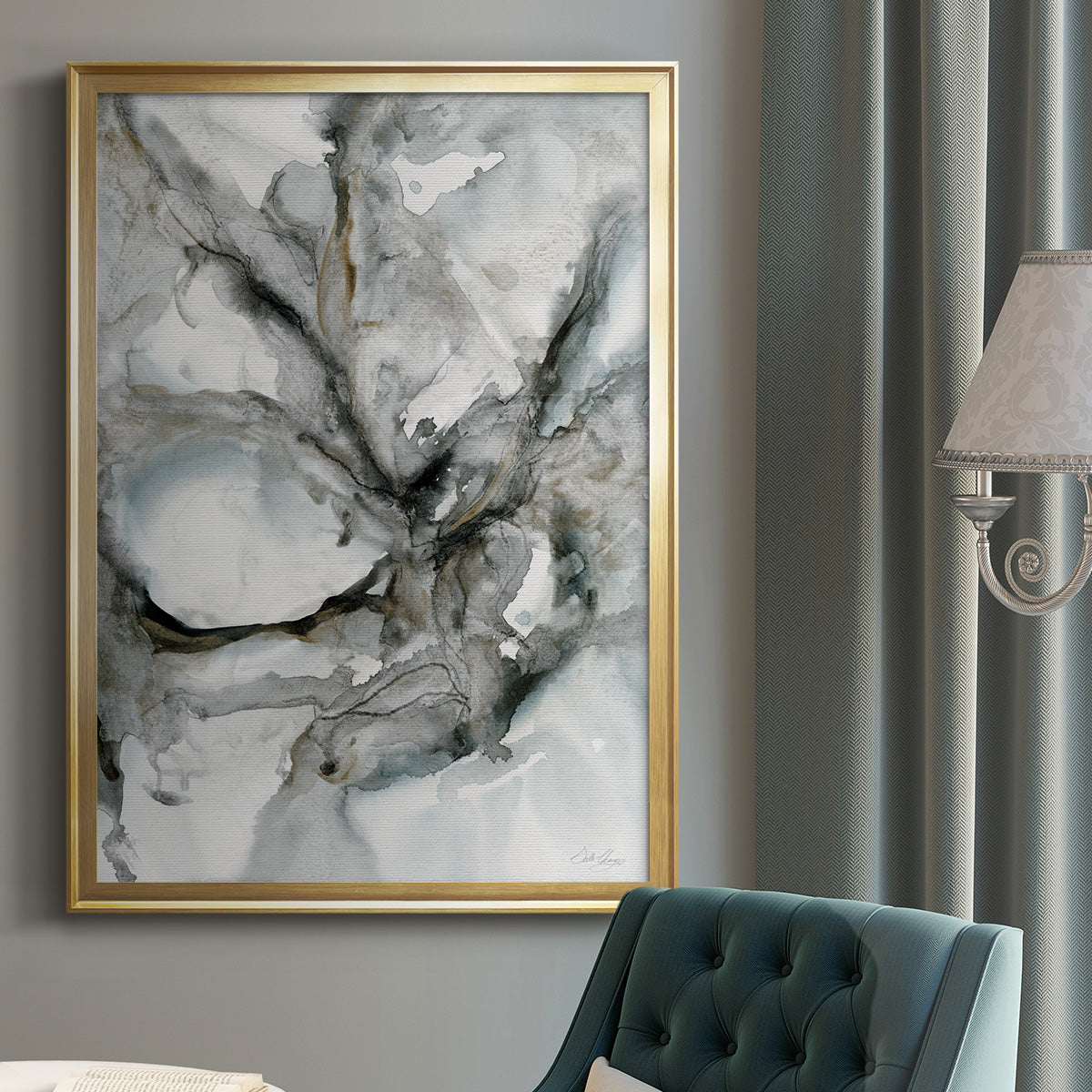 Marble Harmony - Modern Framed Canvas Print