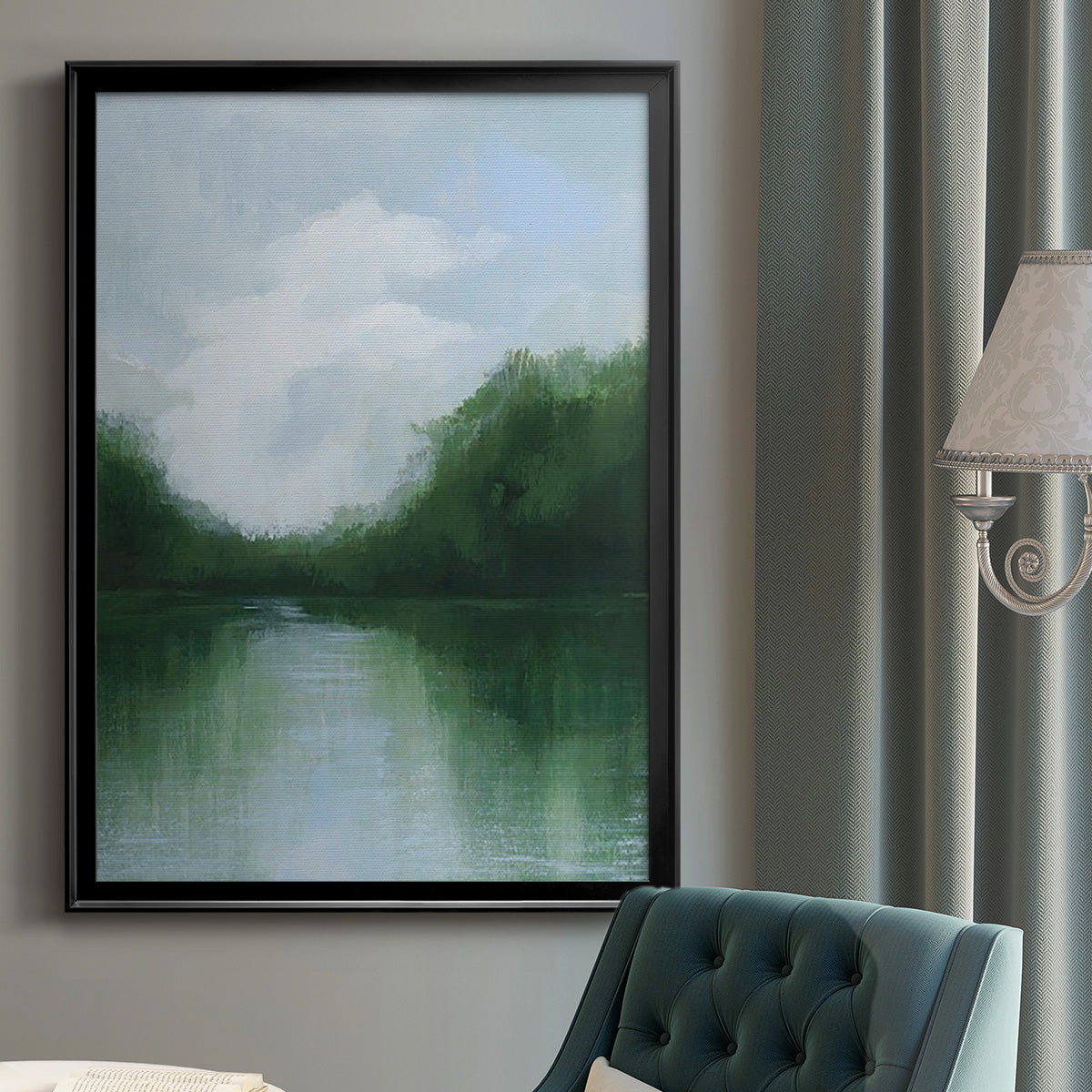 Mossy Reflections II - Modern Framed Canvas Print