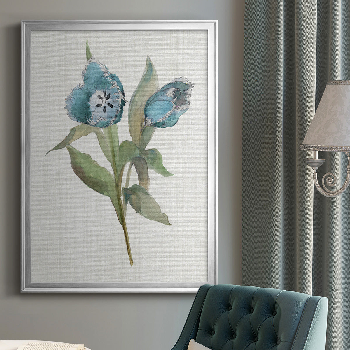 Blue Tulip Picks I - Modern Framed Canvas Print