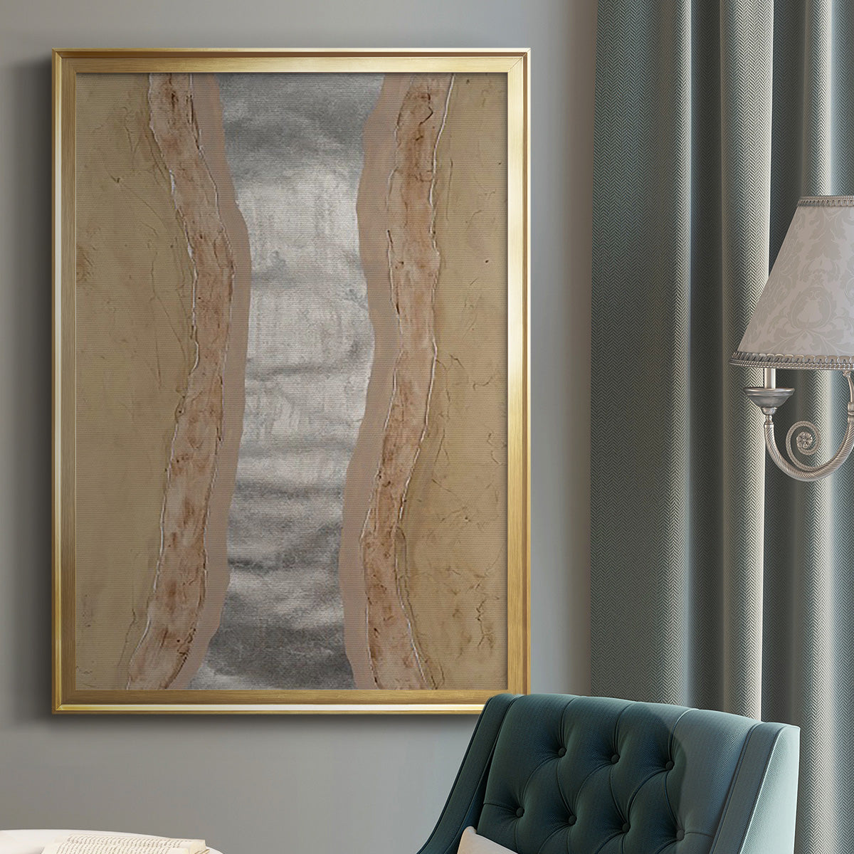 Silver Lake II - Modern Framed Canvas Print