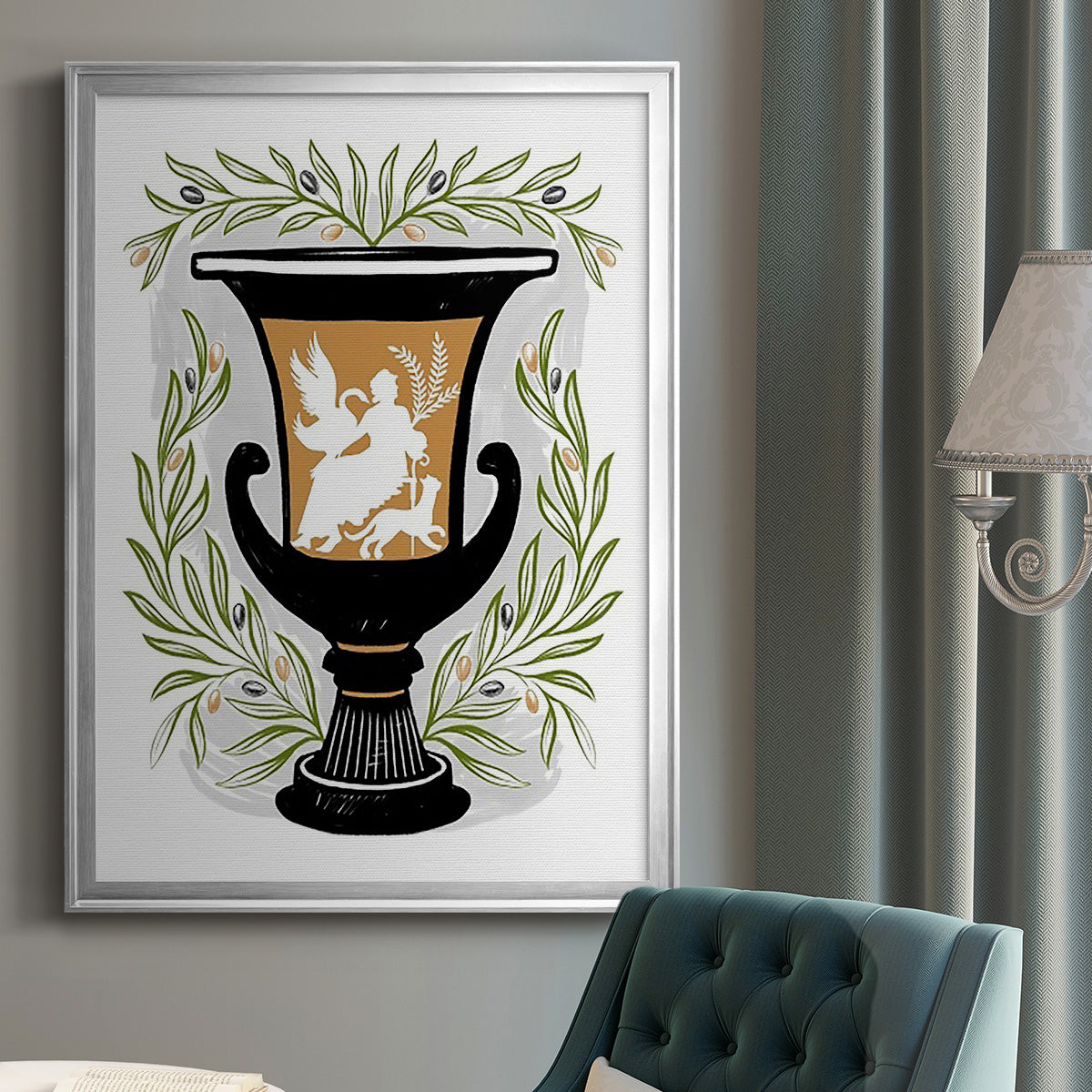 Greek Vases I - Modern Framed Canvas Print