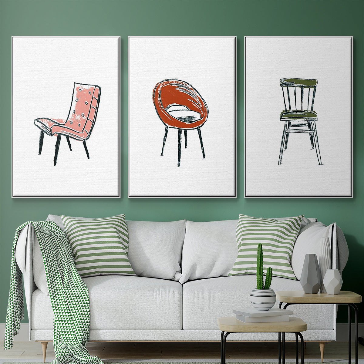 Take a Seat IV - Framed Premium Gallery Wrapped Canvas L Frame 3 Piece Set - Ready to Hang