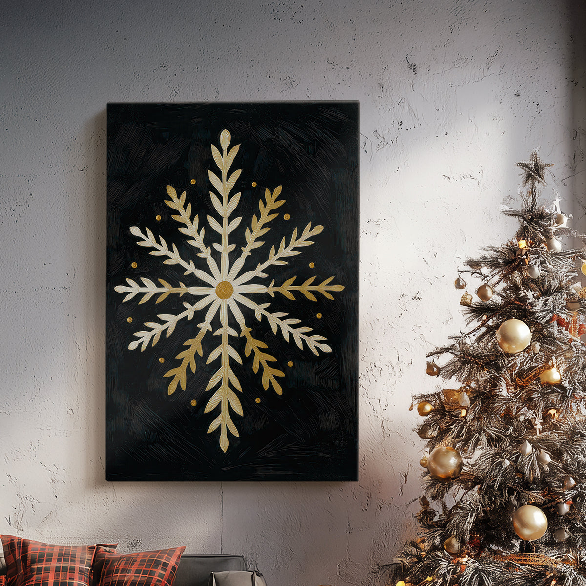 Soft Linen Midwinter Village - Canvas Art Print