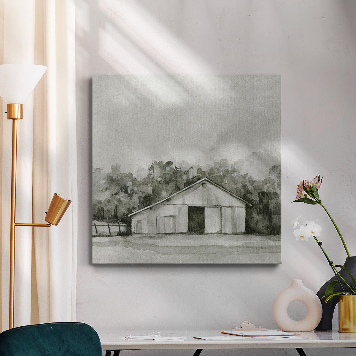 Solemn Barn Sketch IV-Premium Gallery Wrapped Canvas - Ready to Hang