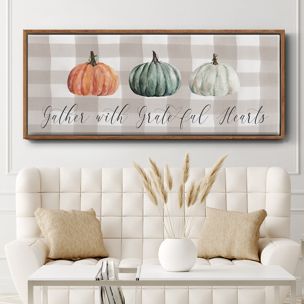 Gather With Grateful Hearts - Floater Framed Canvas Print