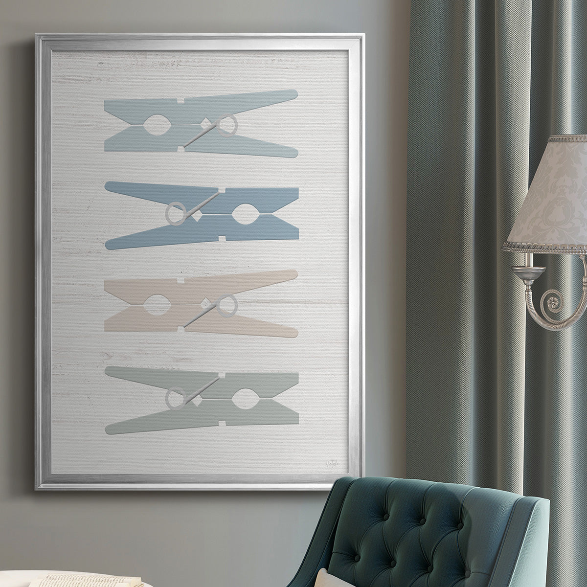 Laundry Pins - Modern Framed Canvas Print