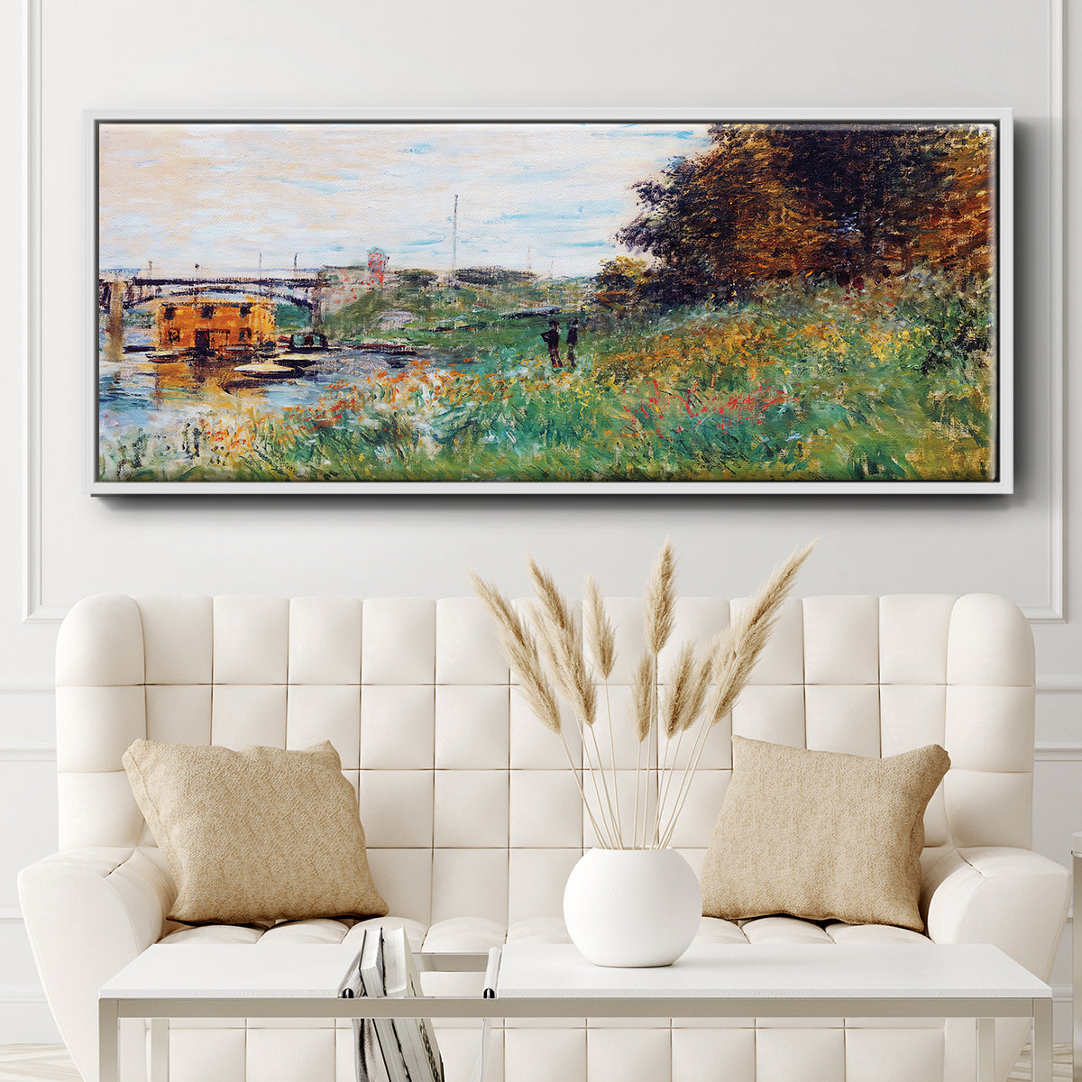 The Banks of the Seine at the Argenteuil Bridge, 1874 - Floater Framed Canvas Print