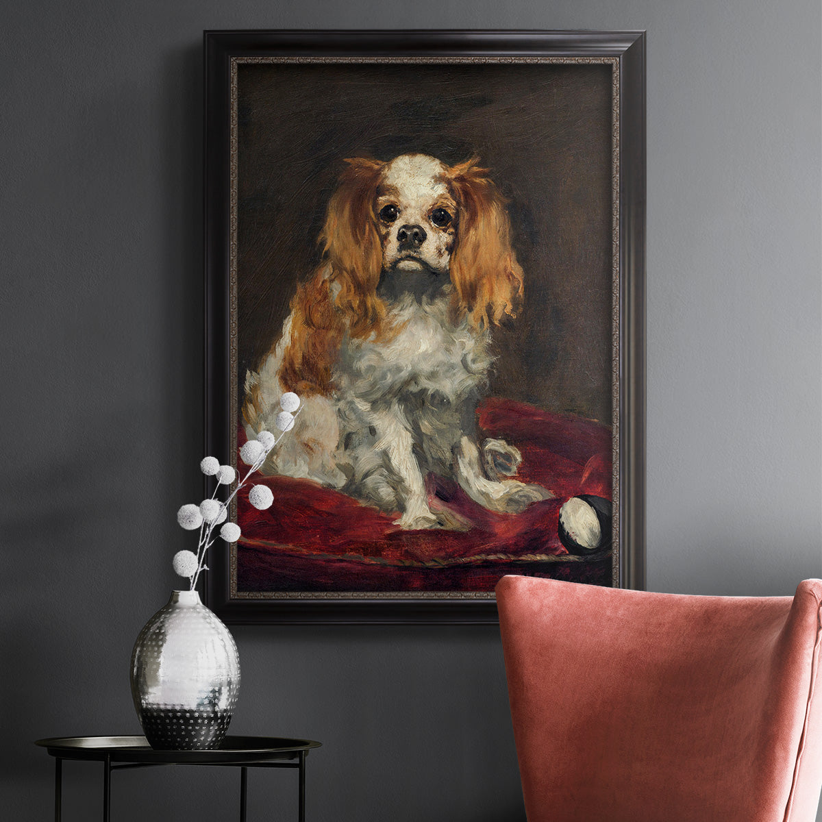 A King Charles Spaniel - Ornate Framed Canvas Print