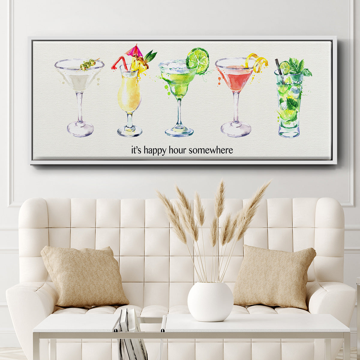 Happy Hour Cocktails - Floater Framed Canvas Print