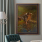 Realist genre painting of figures gathering lilies by Eastman Johnson in an ornate bronzed mahogany wood frame displayed in a dark-toned interior setting.