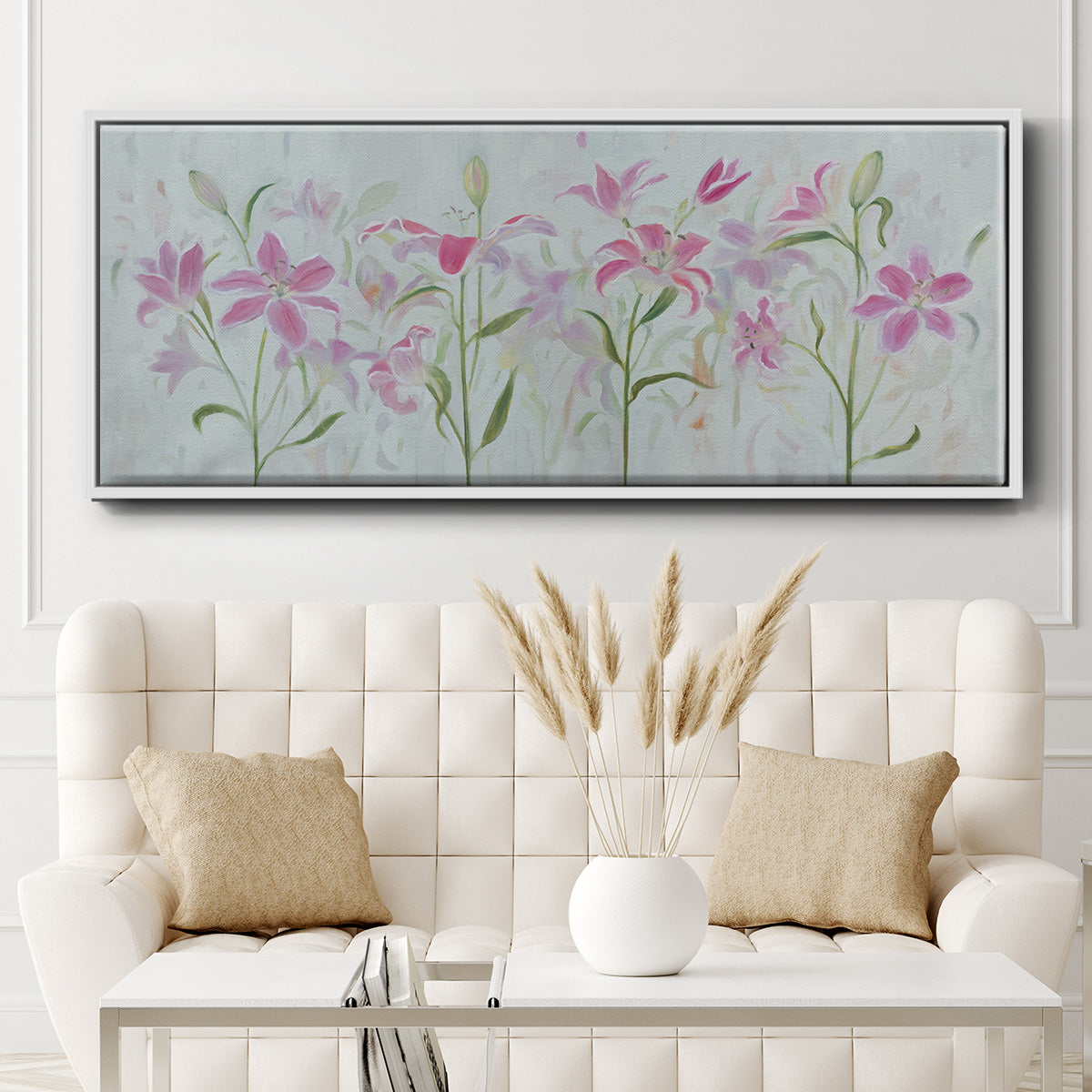 Dancing Pink Trio III - Floater Framed Canvas Print