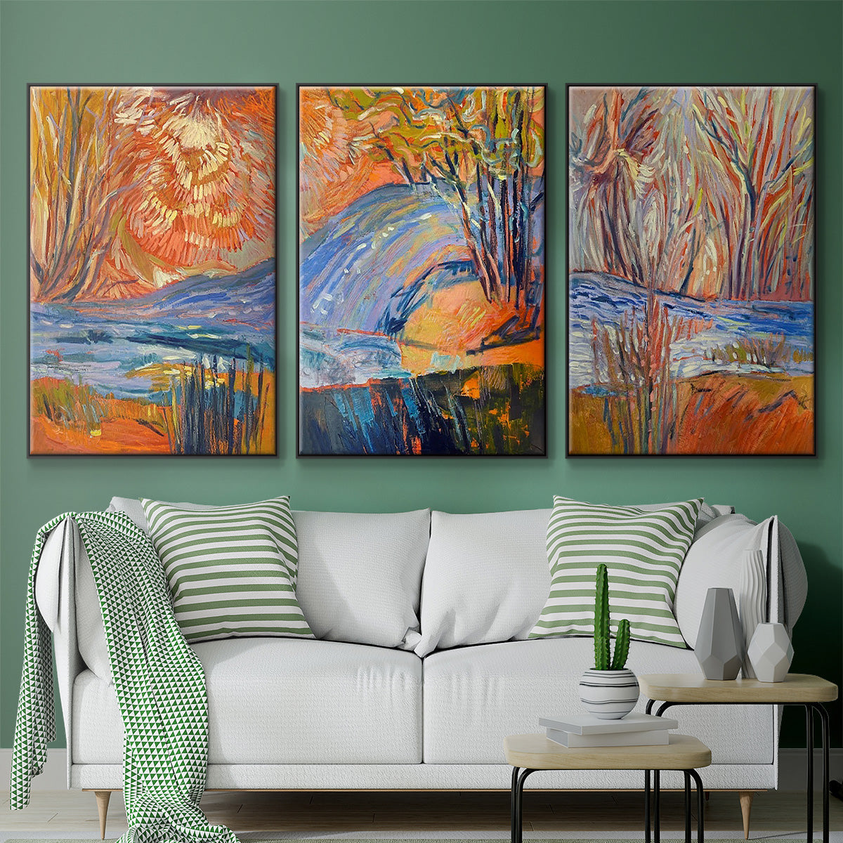 Cadmium Winter Solstice I - Framed Premium Gallery Wrapped Canvas L Frame 3 Piece Set - Ready to Hang