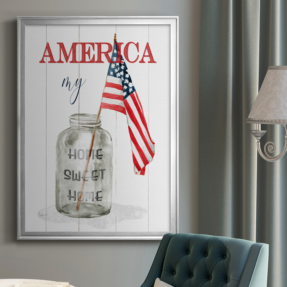 America My Home Sweet Home - Modern Framed Canvas Print