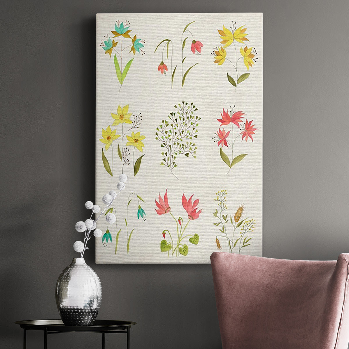 Floral Gatherings Grid - Canvas Art Print