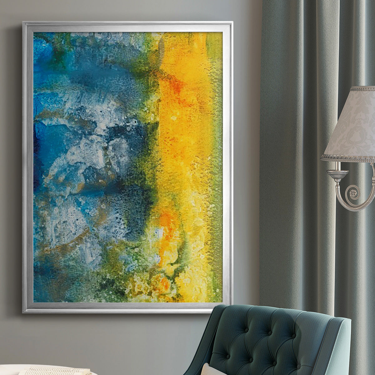 Aquatic Energy II - Modern Framed Canvas Print