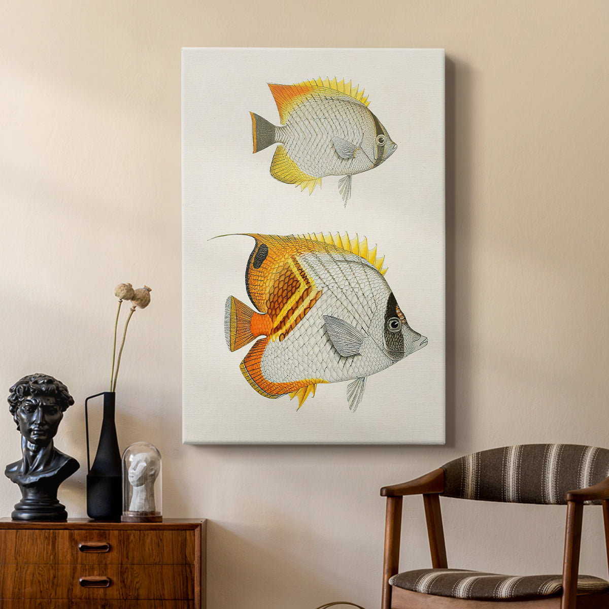 Yellow & Grey Fish I - Canvas Art Print