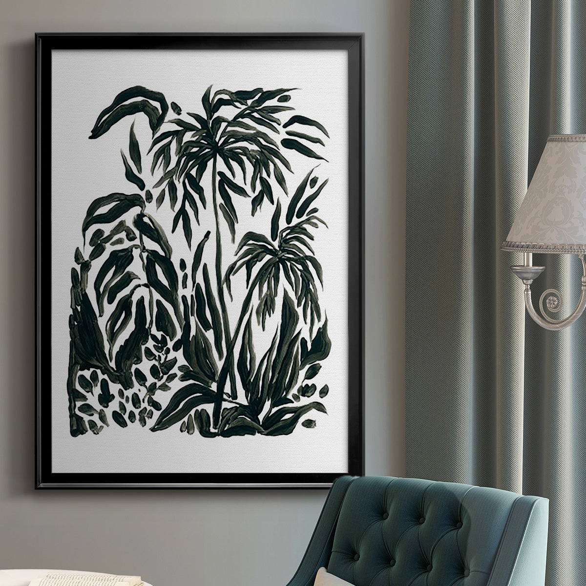 Ink Jungle IV - Modern Framed Canvas Print