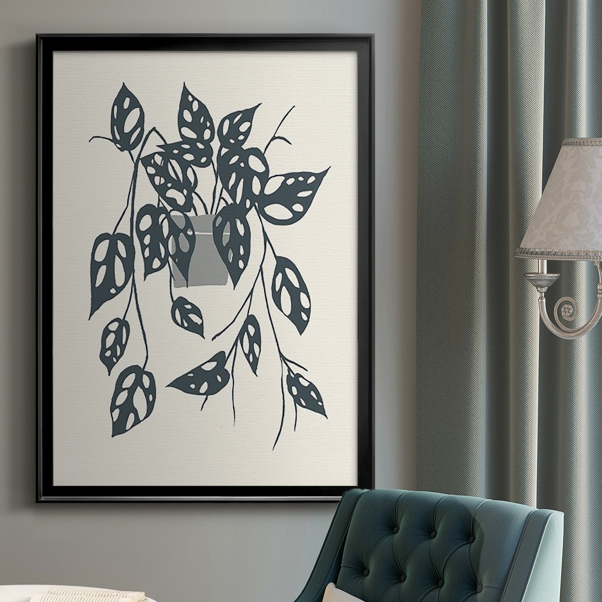 Growing Leaves V - Modern Framed Canvas Print