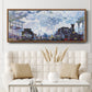 Saint Lazare Station in Paris, Arrival of a Train - Floater Framed Canvas Print