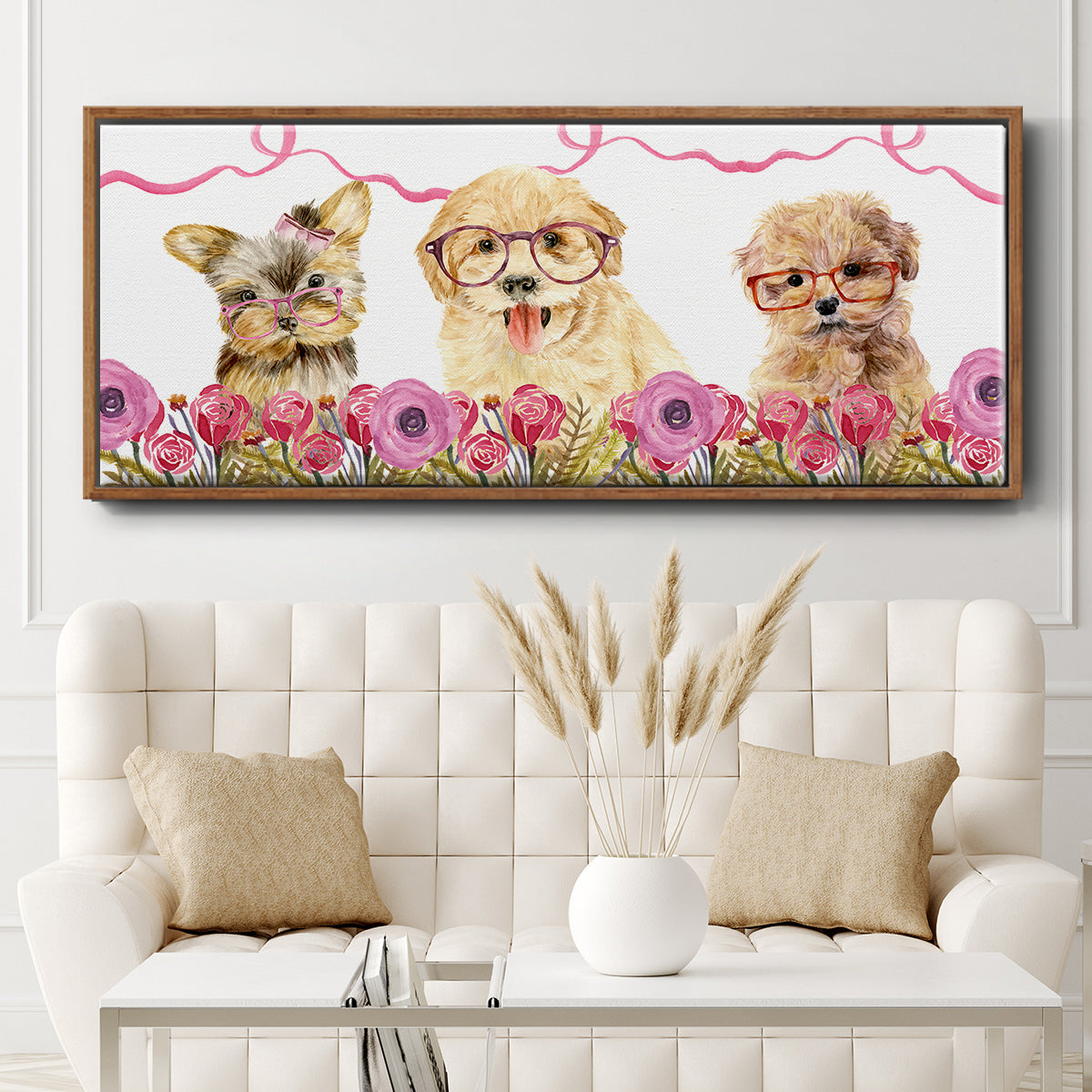 Puppy Valentine Collection D - Floater Framed Canvas Print