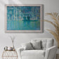 Impressionist Venetian palace waterfront scene by Claude Monet in an ornate weathered white frame displayed in a bright interior setting.