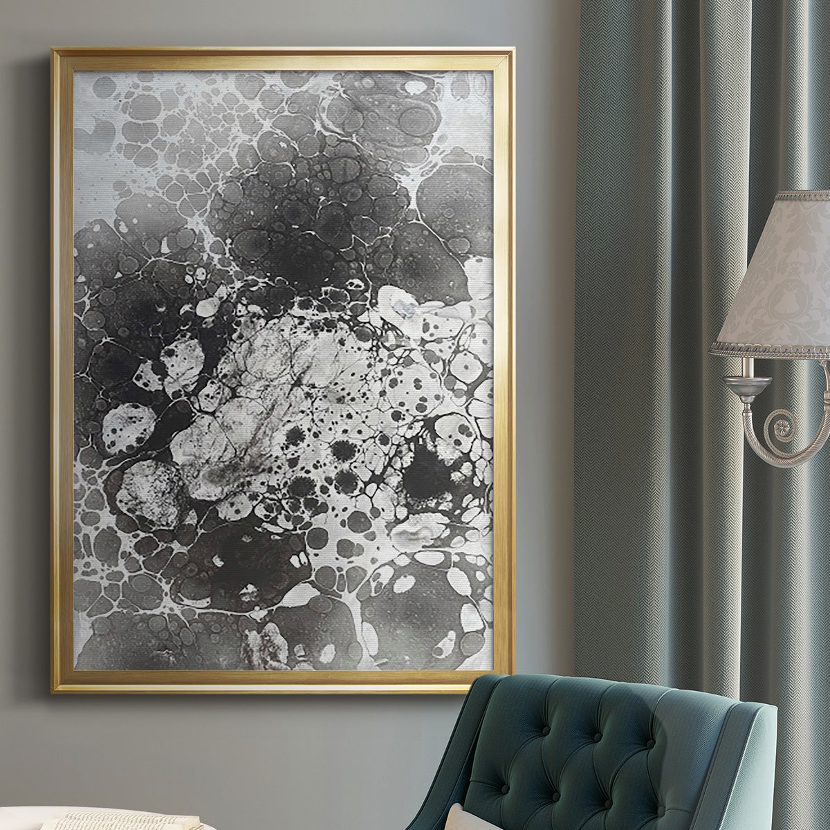 Marbling VI - Modern Framed Canvas Print