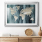 Navy World Map - Modern Framed Art Print