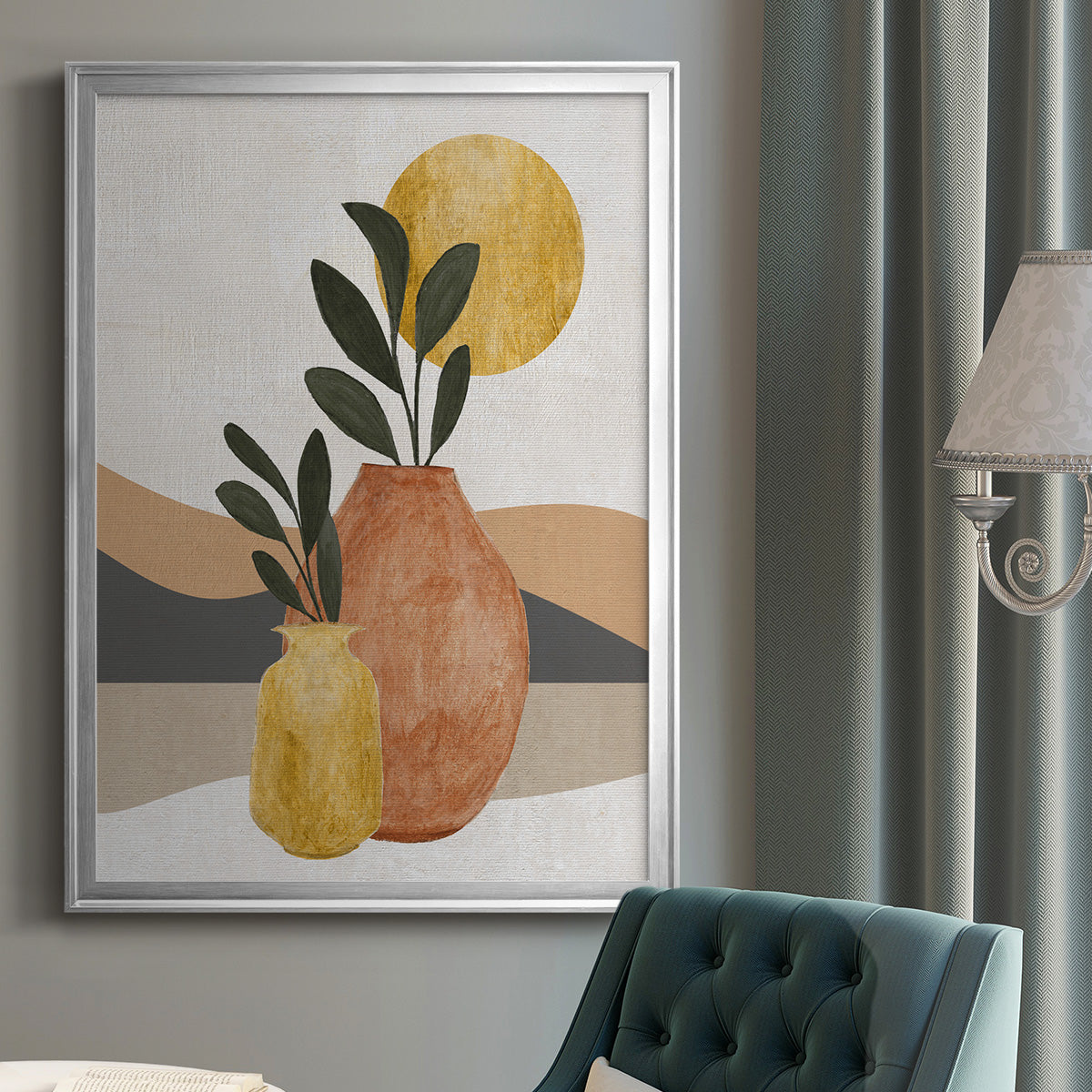 Adobe Moon II - Modern Framed Canvas Print