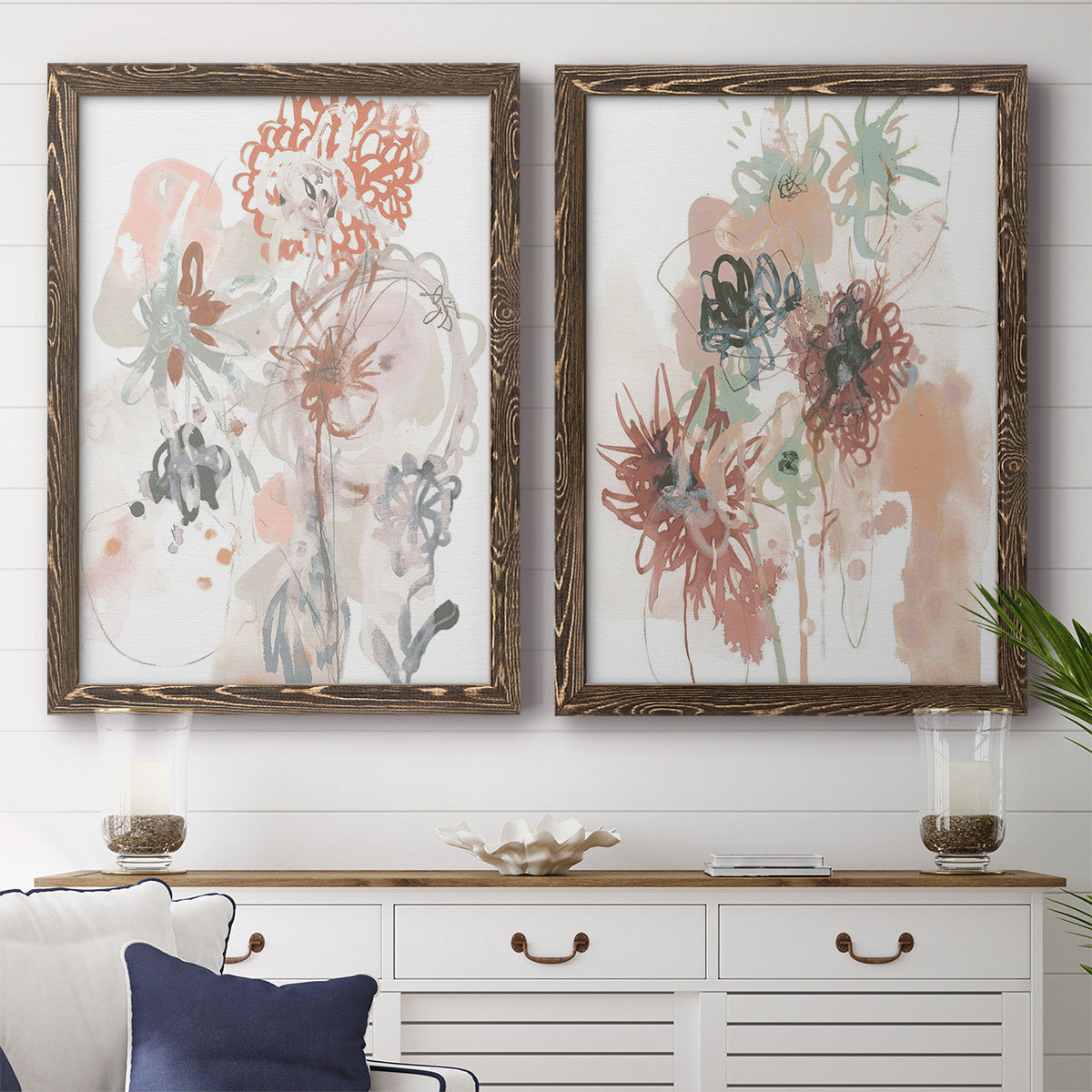 Petal Drift III - Premium Framed Canvas 2 Piece Set - Ready to Hang