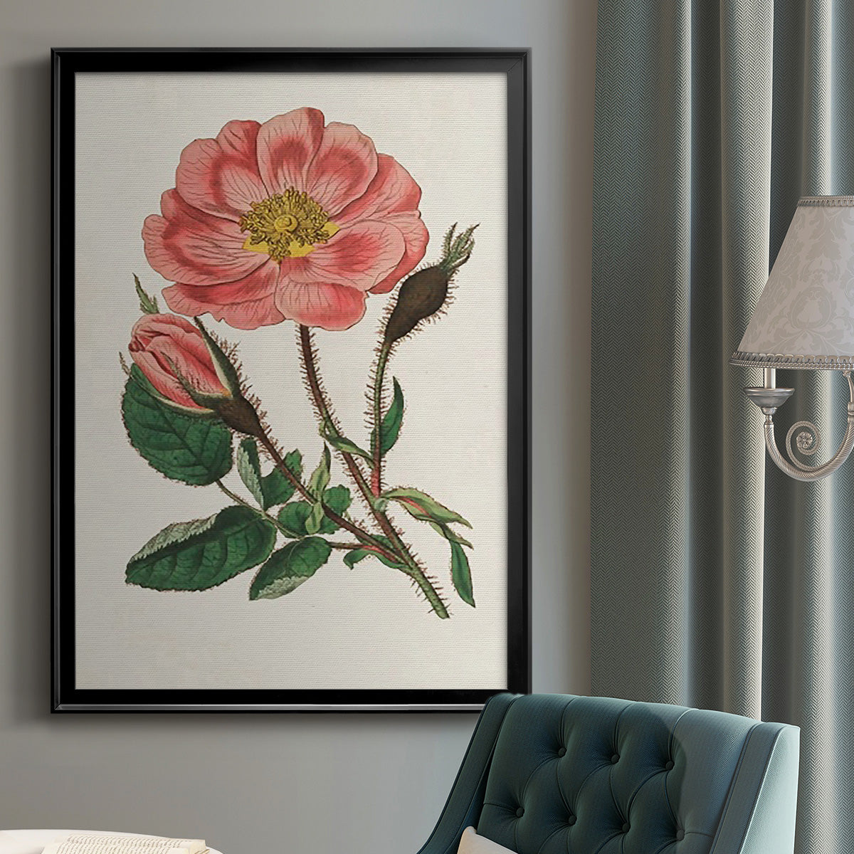 Pink Floral Mix IX - Modern Framed Canvas Print