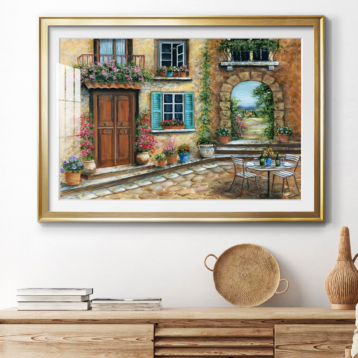 Tuscan Courtyard Premium Framed Print - Ready to Hang