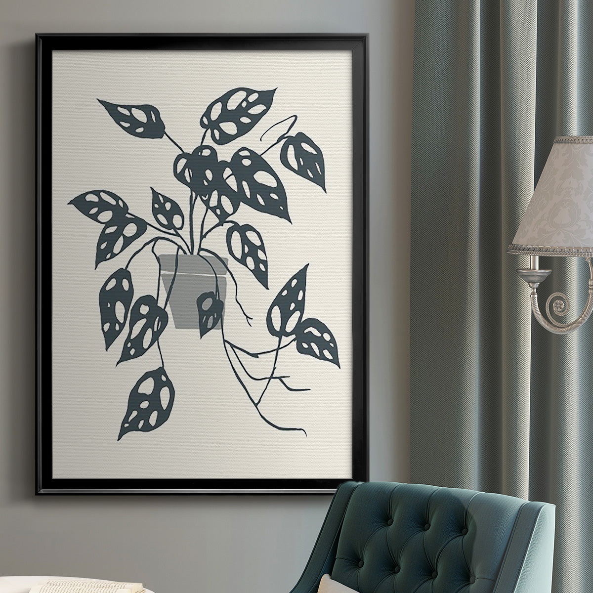 Growing Leaves I - Modern Framed Canvas Print