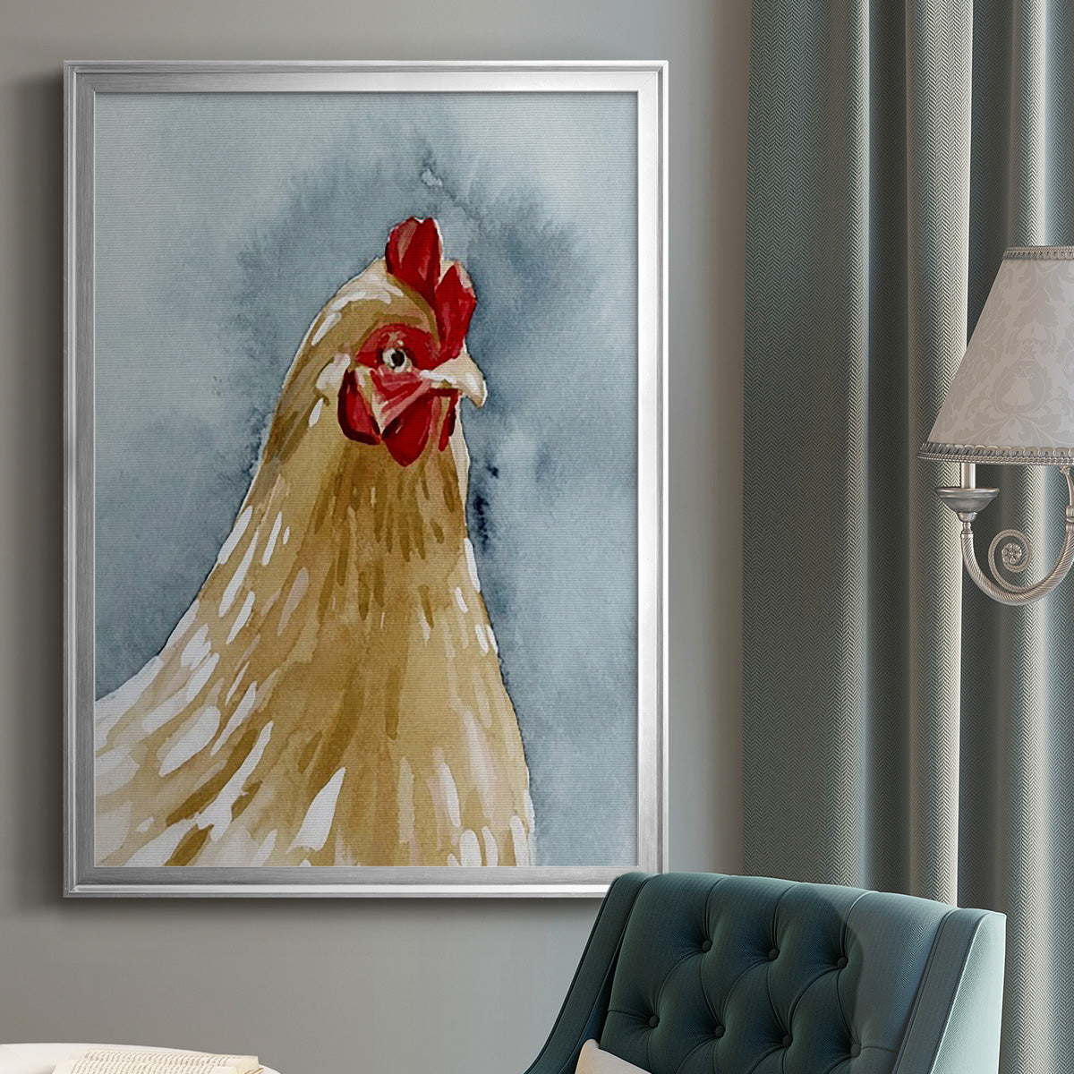 Chicken Portrait II - Modern Framed Canvas Print