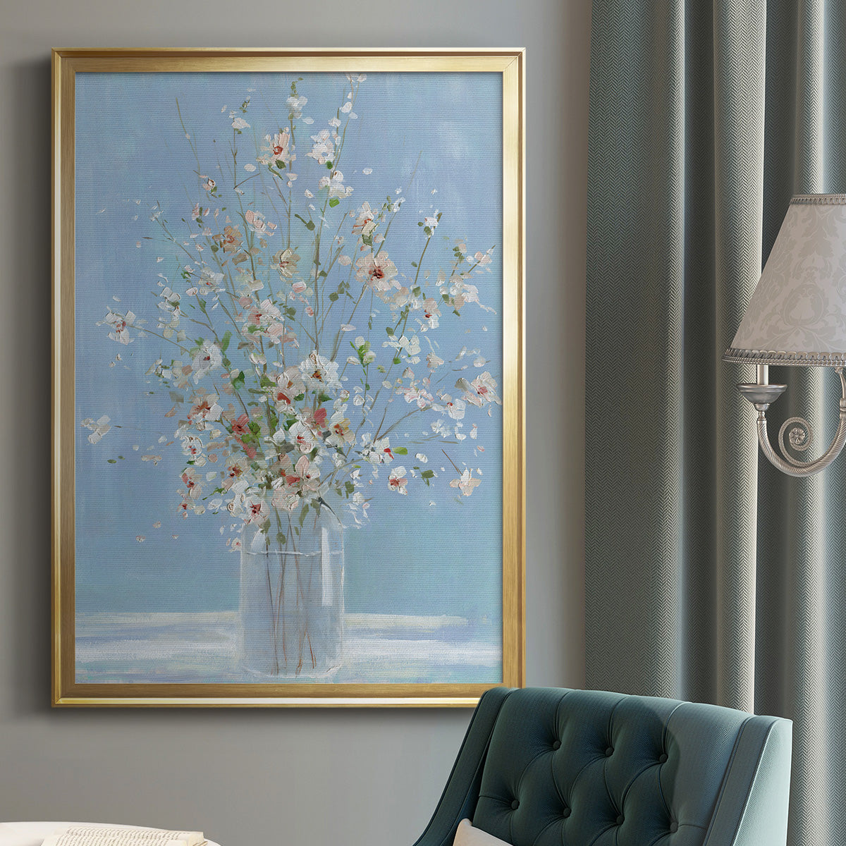 Cherry Blossom Arrangement - Modern Framed Canvas Print